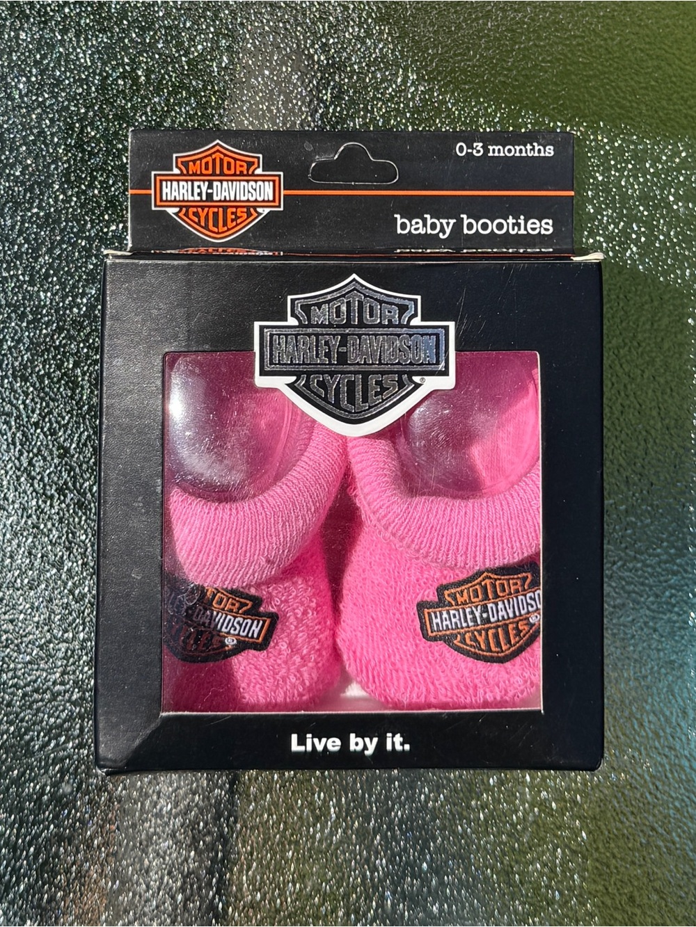 Harley-Davidson Black Packaging for Baby Booties